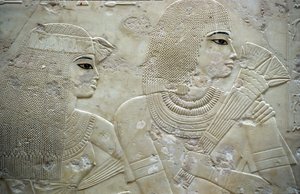 Antico Egitto, Pittura/Incisione, Ramose e sua moglie, Governatore di Tebe, Valle dei Nobili, Tomba di Ramose da Egyptian Egyptian
