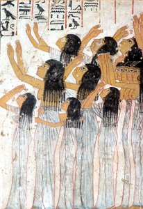 Antico Egitto, Pittura, Affresco, Donne piangenti nella processione funebre, Tomba di Ramose, Tebe da Egyptian Egyptian