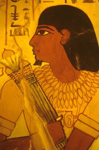 Antico Egitto, Tomba di Sennufer, dipinto murale, affresco, Sennufer che riceve boccioli di loto, Sindaco di Tebe, sovrintendente sotto Amenofi II da Egyptian Egyptian