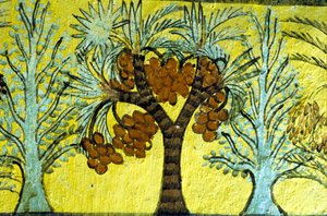 Antico Egitto, dipinto murale, Palme da dattero e alberi, Tomba di Sennedjem, Tebe, Deir el Medina da Egyptian Egyptian