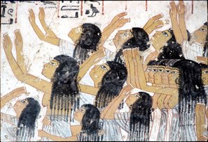 Antico Egitto, Pittura murale, Donne in lutto in una processione funebre, Tomba di Ramose, Tebe da Egyptian Egyptian