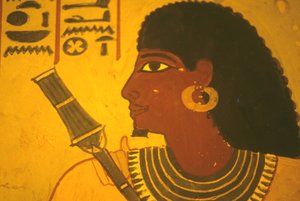 Antico Egitto, dipinto murale, Tomba di Sennufer, Tebe/Luxor, Sennufer con scettro, Sindaco di Tebe, sovrintendente sotto Amenofi II da Egyptian Egyptian