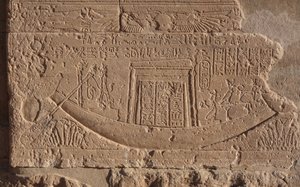 Simbolo della vita e del sole in barca, tempio di Philae