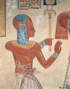 Egitto, Antica Tebe, Valle delle Regine, rilievo dipinto del principe defunto nella Tomba di Amonherkhopeshef da Egyptian Egyptian