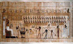 Antichità egizia: la pesatura delle anime (psicostasia). Papiro di un Libro dei Morti. Torino, Museo Egizio da Egyptian Egyptian