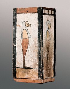 Antichità egizia: urna funeraria in legno o canopo