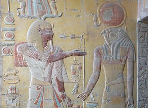 Ra il Re Sole e Khnum, Custode delle Sorgenti del Nilo, Tomba di Ramses IX, Luxor da Egyptian Egyptian