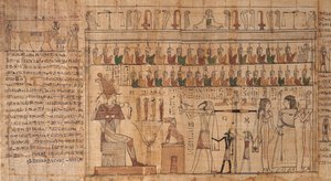 Libro dei morti di Tsekhons, dettaglio, la pesatura delle anime (psicostasi), -664 a -332 da Egyptian Egyptian