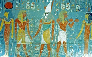 Valle dei Re, Tomba di Horemheb Faraone davanti a Osiride, Iside, Ma