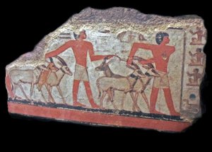 Deserto (orice, gazzelle) portati davanti a Metchetch. Pittura murale egizia antica