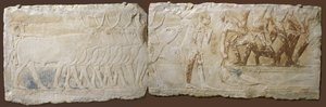 Rilievo di Contadini che Guidano il Bestiame e Pescano, Antico Regno, 2450-2290 a.C.