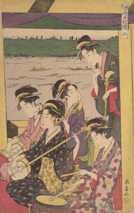 Un gruppo di geisha in una Suzumi-bune, cioè barca per rinfrescarsi. Seconda scena di una gita in barca, ca. 1796