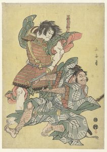 Asahina no Saburo in combattimento con Soga no Goro