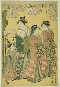 La cortigiana Hinazuru del Chojiya e i suoi attendenti da Eishōsai Chōki