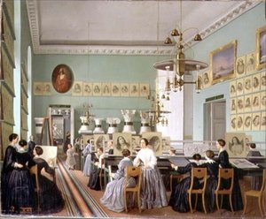 Interno del dipartimento femminile della Scuola di Disegno di San Pietroburgo da Ekaterina Nikolaevna Khilova