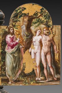 Altare portatile retro: Adamo ed Eva di fronte al Padre Eterno (dettaglio) da El Greco