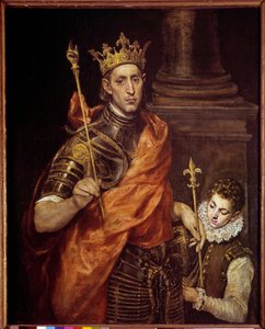 Ritratto di San Luigi (Luigi IX) con un paggio (1214-1270) Dipinto di Domenikos Theotokopoulos detto El Greco da El Greco