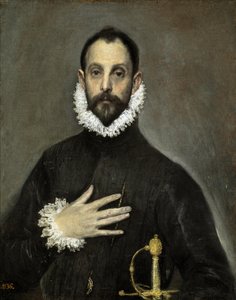 Spagnolo:  El caballero de la mano en el pecho Il nobile con la mano sul petto da El Greco