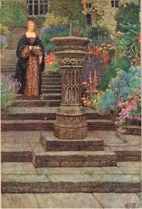 Donna in un giardino, illustrazione da 