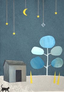 Notte silenziosa. 2016 (collage e acquerello su carta)