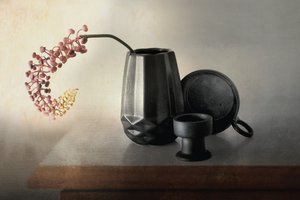 Natura morta in ceramica con bacche rosa da Elena Arjona