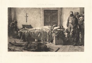 Il corpo di Luciano Manara visitato dai soldati