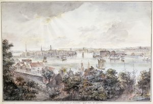 Una vista di Stoccolma da Soder con il Palazzo Reale, Storkyrkan, Riddarholmskykan e Tskakykan da Elias Martin