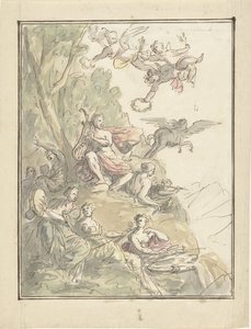 Apollo e le muse sul Parnaso da Elias van Nijmegen