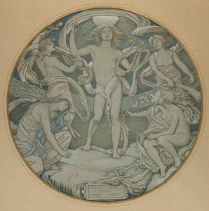 Cartone per il Cerchio Centrale del Soffitto di Huntington: Apollo e Assistenti da Elihu Vedder