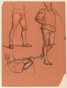 Disegno, dettagli di figure maschili, 1885 ca. da Elihu Vedder
