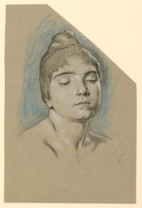 Schizzo di ritratto di una giovane donna con gli occhi chiusi da Elihu Vedder