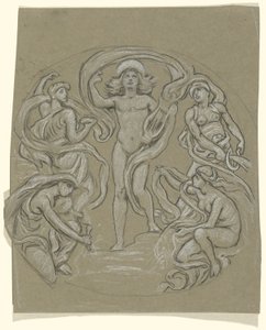 Studio per il cerchio centrale del soffitto di Huntington: Apollo e accompagnatori da Elihu Vedder