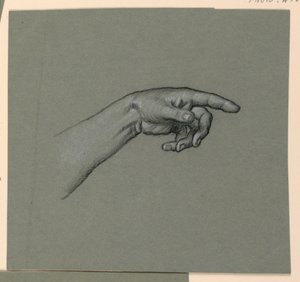 indicando la mano sinistra e il polso da Elihu Vedder