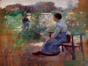 Donna seduta in giardino