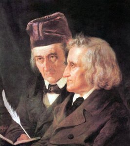 Fratelli Grimm: Jacob (1785-1863) e Wilhelm (1786-1859) dipinto di Elisabeth Jerichau-Baumann da Elisabeth Maria Anna Jerichau Baumann