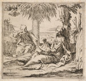 Riposo durante la fuga in Egitto da Elisabetta Sirani