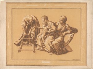 Madre, Bambino, vecchio con deambulatore per bambini su ruote da Elisha Kirkall