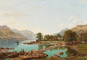 Paesaggio con montagne sul Lago Maggiore da Eliza Agnetus Emilius Nijhoff