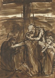 La discesa dalla croce, 1834-62 circa (penna, inchiostro nero e lavaggio marrone su carta)