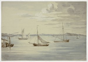 Vista di Inchkeith e delle isole del Firth of Forth da Granton da Elizabeth Murray
