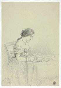 Donna che dipinge ad acquerello (possibilmente un autoritratto)