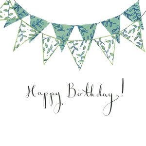 Happy Birthday Bunting, 2018 (acquerello e collage) da Elizabeth Rider