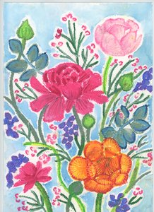 Bouquet di ranuncoli, 2018 (pastello a olio) da Elizabeth Rider