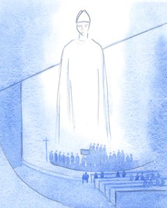 Mentre le mani di un nuovo sacerdote venivano unte ("Che Gesù ti preservi?"), Cristo, vestito come nostro Vescovo, stava nel santuario da Elizabeth Wang