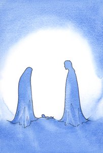 Alla vista del bambino miracoloso (la cui Madre stava davanti a Lui in santità ancora verginale) San Giuseppe fu potentemente ricompensato per la sua fede. da Elizabeth Wang