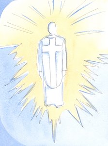 Cristo - quasi insopportabilmente abbagliante, regale e potente - ora regna in cielo, vero uomo e vero Dio, nostro Sommo Sacerdote da Elizabeth Wang