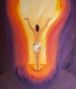 Cristo è tra noi alla Messa e prega per i peccatori offrendo il Suo Sacrificio una volta per tutte da Elizabeth Wang