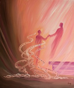 Nella Santa Comunione i nostri piccoli peccati cadono come cenere mentre Cristo ci solleva per condividere la Sua gioia da Elizabeth Wang