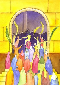 Gesù entra in Gerusalemme in processione (Domenica delle Palme), 2001 da Elizabeth Wang