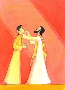 Gesù guarisce il sordo, mentre alza gli occhi al Cielo, in preghiera da Elizabeth Wang